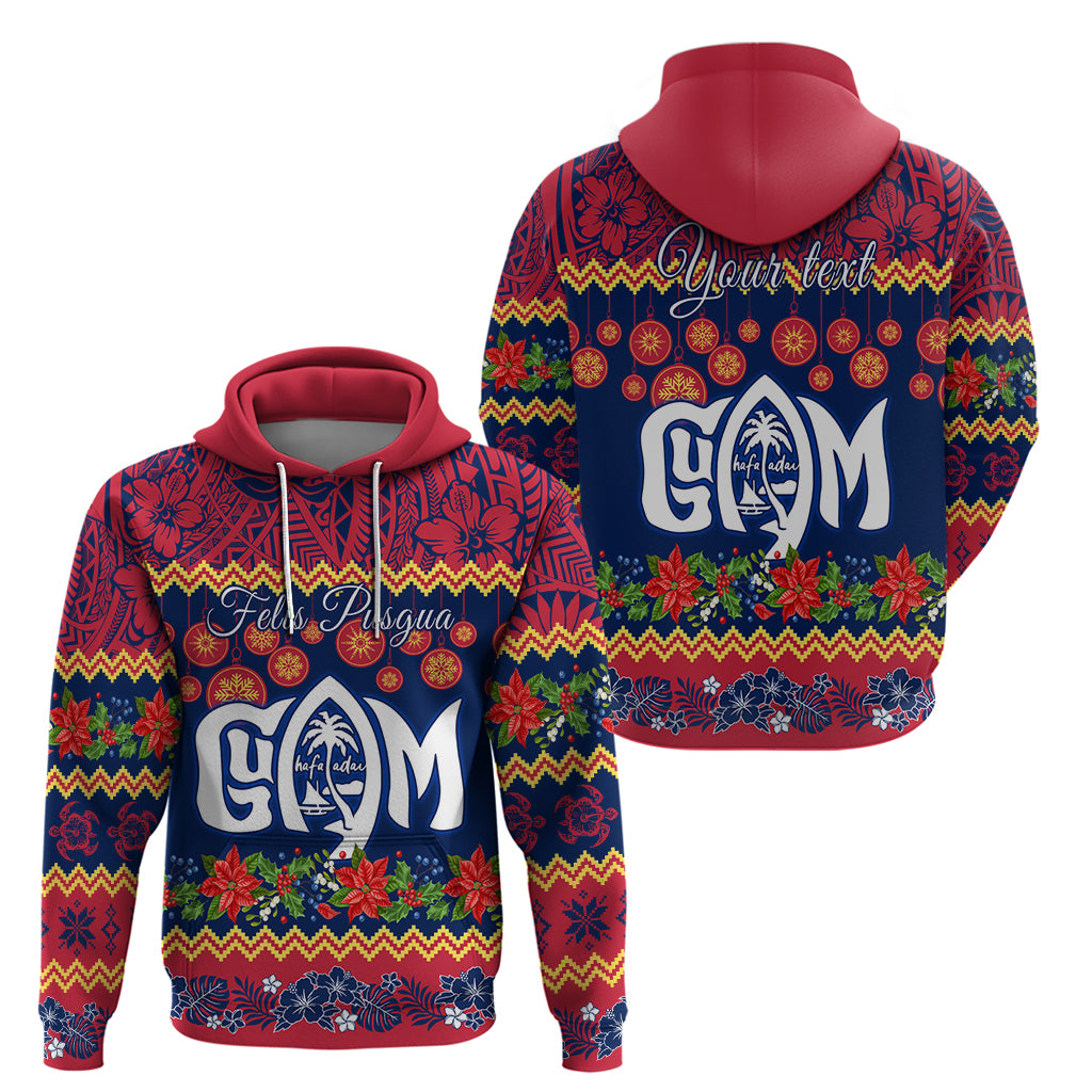 Personalised Guam Christmas Hoodie Felis Pusgua Santa Beach Polynesian Pattern - Wonder Print Shop