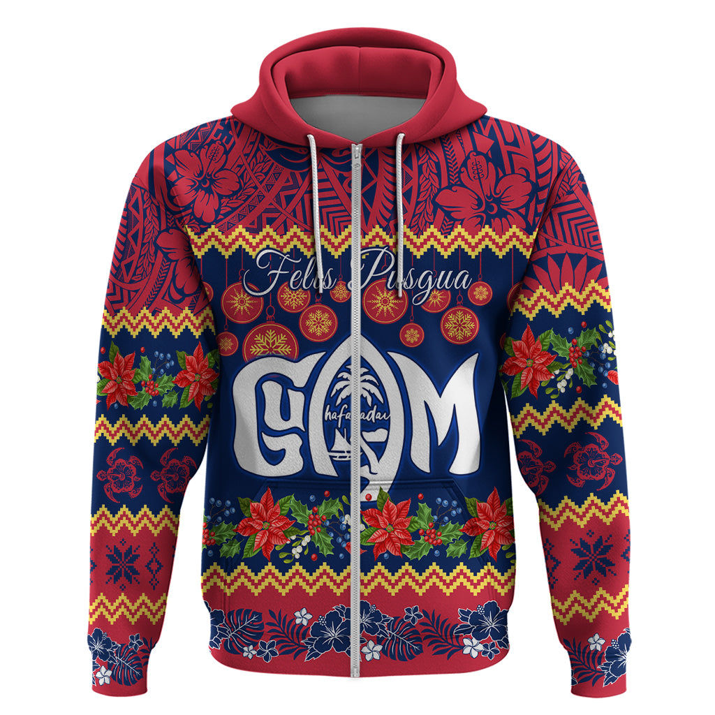 Personalised Guam Christmas Hoodie Felis Pusgua Santa Beach Polynesian Pattern - Wonder Print Shop