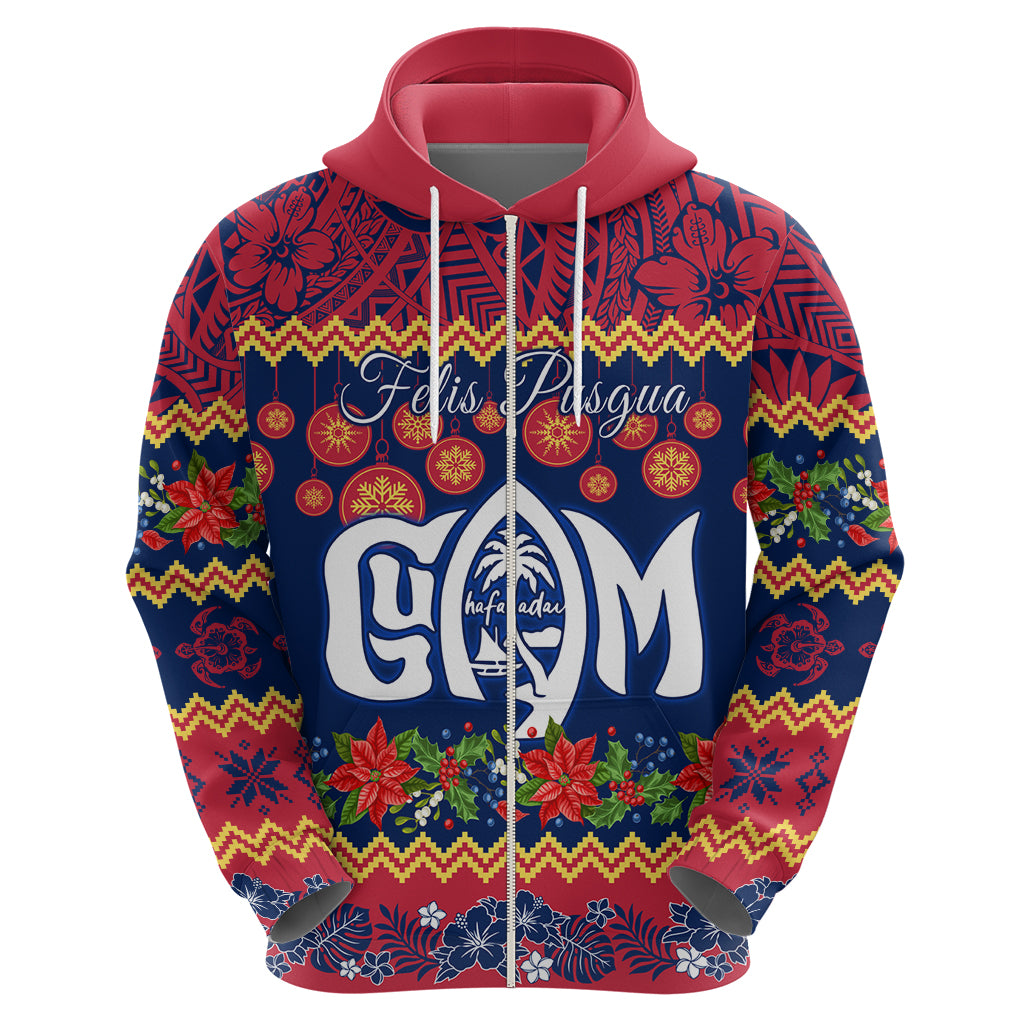 Personalised Guam Christmas Hoodie Felis Pusgua Santa Beach Polynesian Pattern - Wonder Print Shop