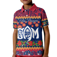 Personalised Guam Christmas Kid Polo Shirt Felis Pusgua Santa Beach Polynesian Pattern - Wonder Print Shop