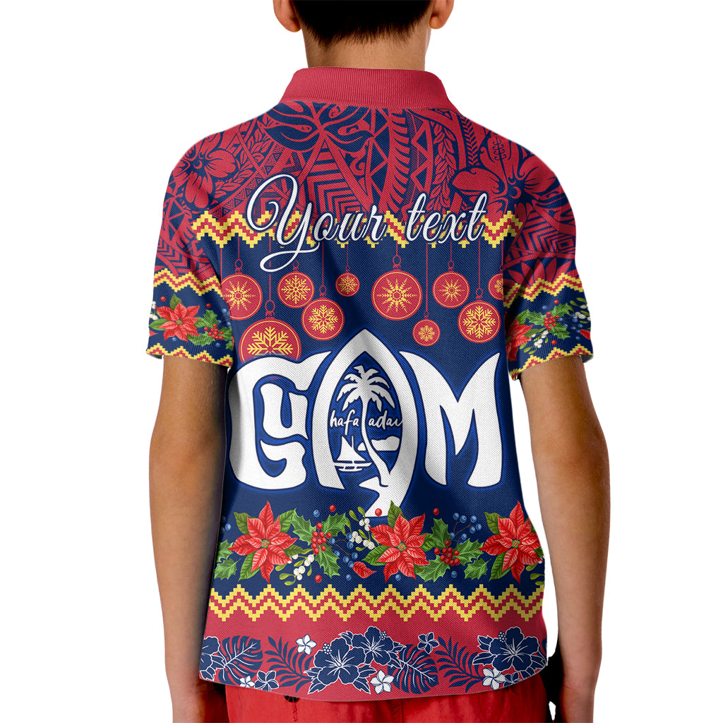 Personalised Guam Christmas Kid Polo Shirt Felis Pusgua Santa Beach Polynesian Pattern - Wonder Print Shop