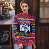 Personalised Guam Christmas Ugly Christmas Sweater Felis Pusgua Santa Beach Polynesian Pattern - Wonder Print Shop