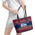 Personalised Guam Christmas Leather Tote Bag Felis Pusgua Santa Beach Polynesian Pattern - Wonder Print Shop