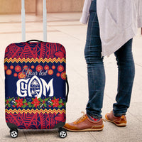 Personalised Guam Christmas Luggage Cover Felis Pusgua Santa Beach Polynesian Pattern - Wonder Print Shop