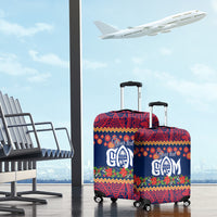 Personalised Guam Christmas Luggage Cover Felis Pusgua Santa Beach Polynesian Pattern - Wonder Print Shop