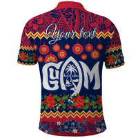 Personalised Guam Christmas Polo Shirt Felis Pusgua Santa Beach Polynesian Pattern - Wonder Print Shop