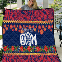 Personalised Guam Christmas Quilt Felis Pusgua Santa Beach Polynesian Pattern - Wonder Print Shop