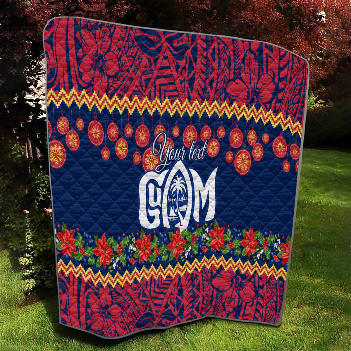 Personalised Guam Christmas Quilt Felis Pusgua Santa Beach Polynesian Pattern - Wonder Print Shop