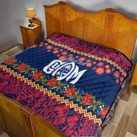 Personalised Guam Christmas Quilt Felis Pusgua Santa Beach Polynesian Pattern - Wonder Print Shop