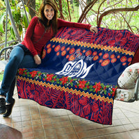 Personalised Guam Christmas Quilt Felis Pusgua Santa Beach Polynesian Pattern - Wonder Print Shop