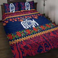 Personalised Guam Christmas Quilt Bed Set Felis Pusgua Santa Beach Polynesian Pattern - Wonder Print Shop