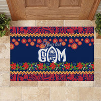 Personalised Guam Christmas Rubber Doormat Felis Pusgua Santa Beach Polynesian Pattern - Wonder Print Shop