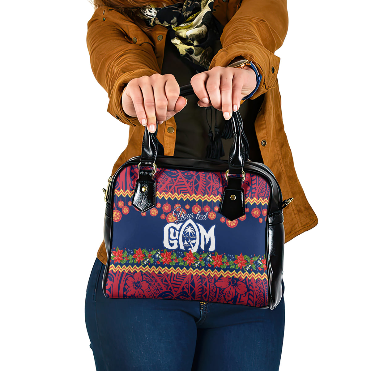 personalised-guam-christmas-shoulder-handbag-felis-pusgua-santa-beach-polynesian-pattern