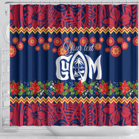 personalised-guam-christmas-shower-curtain-felis-pusgua-santa-beach-polynesian-pattern