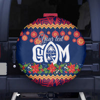 Personalised Guam Christmas Spare Tire Cover Felis Pusgua Santa Beach Polynesian Pattern - Wonder Print Shop