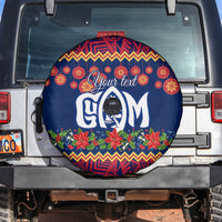 Personalised Guam Christmas Spare Tire Cover Felis Pusgua Santa Beach Polynesian Pattern - Wonder Print Shop