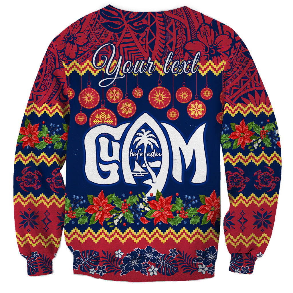 Personalised Guam Christmas Sweatshirt Felis Pusgua Santa Beach Polynesian Pattern - Wonder Print Shop