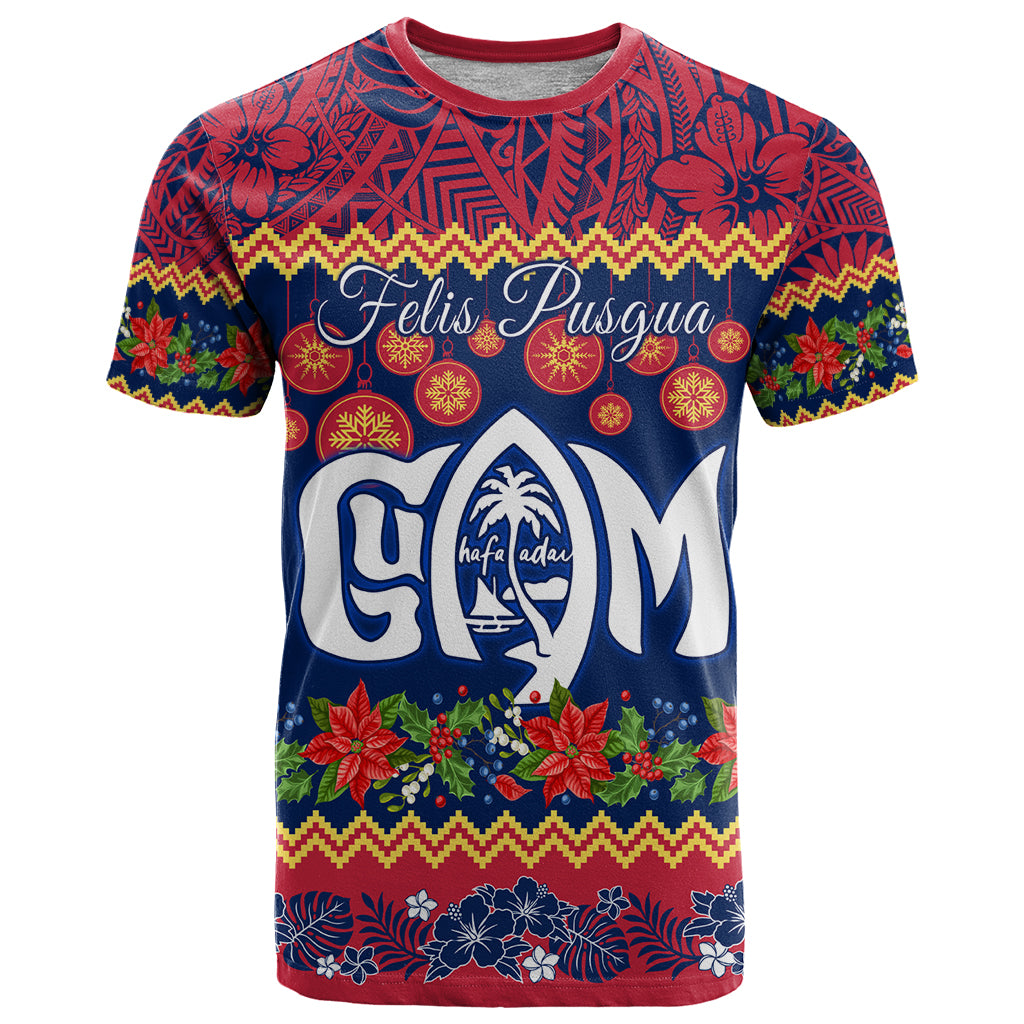 Personalised Guam Christmas T Shirt Felis Pusgua Santa Beach Polynesian Pattern - Wonder Print Shop