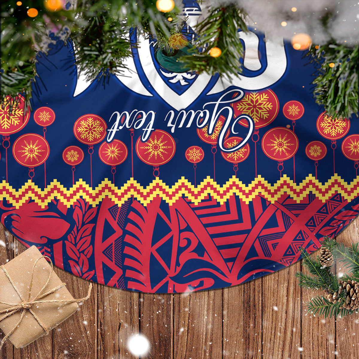 Personalised Guam Christmas Tree Skirt Felis Pusgua Santa Beach Polynesian Pattern - Wonder Print Shop