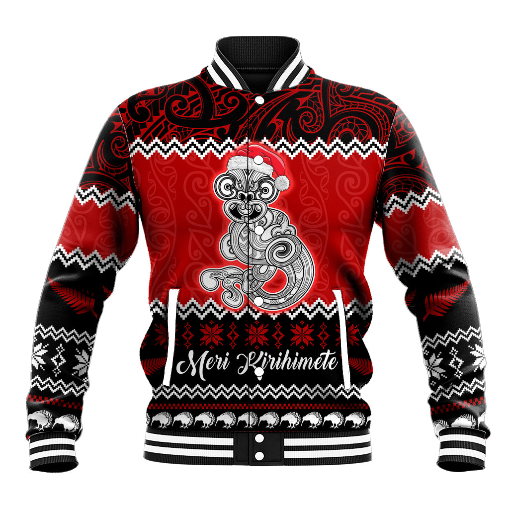 Personalised New Zealand Christmas Baseball Jacket Maori Tiki Meri Kirihimete LT9 - Wonder Print Shop