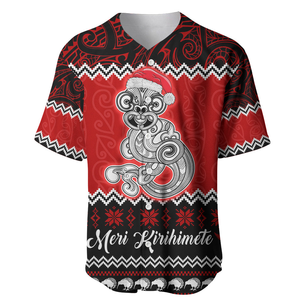 Personalised New Zealand Christmas Baseball Jersey Maori Tiki Meri Kirihimete LT9 - Wonder Print Shop