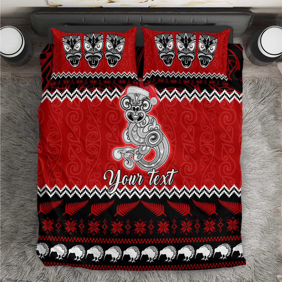 Personalised New Zealand Christmas Bedding Set Maori Tiki Meri Kirihimete LT9 - Wonder Print Shop