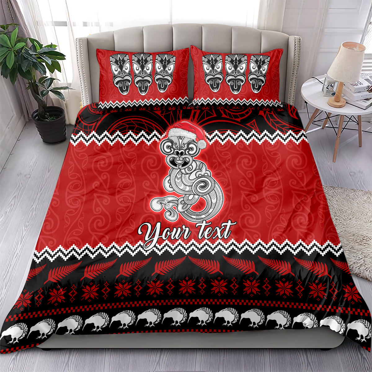 Personalised New Zealand Christmas Bedding Set Maori Tiki Meri Kirihimete LT9 - Wonder Print Shop