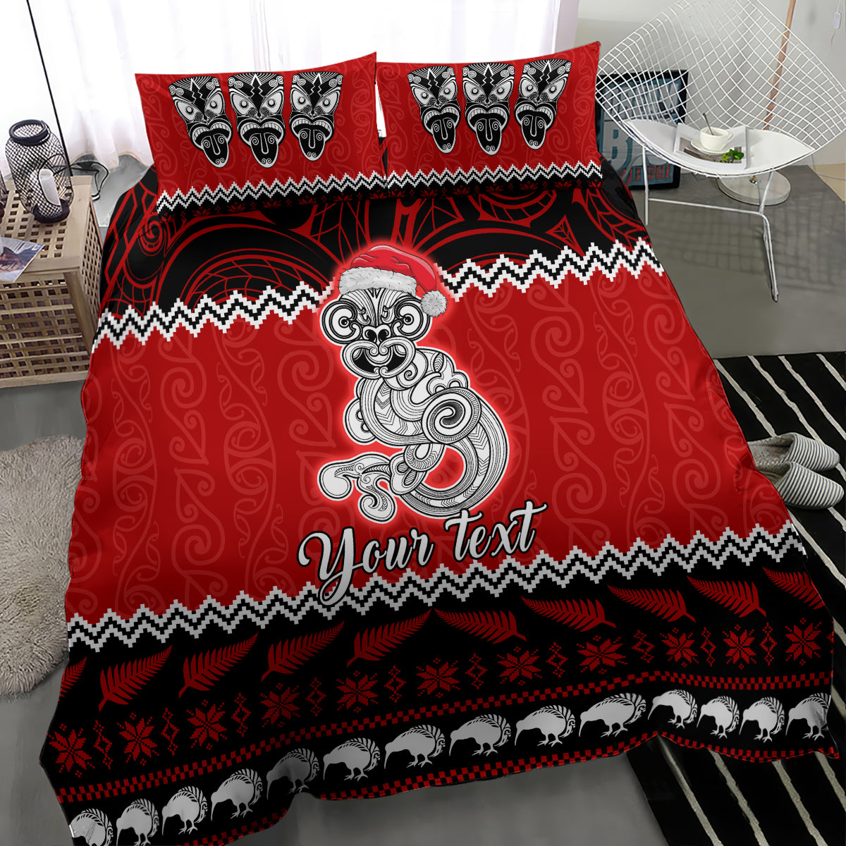 Personalised New Zealand Christmas Bedding Set Maori Tiki Meri Kirihimete LT9 - Wonder Print Shop
