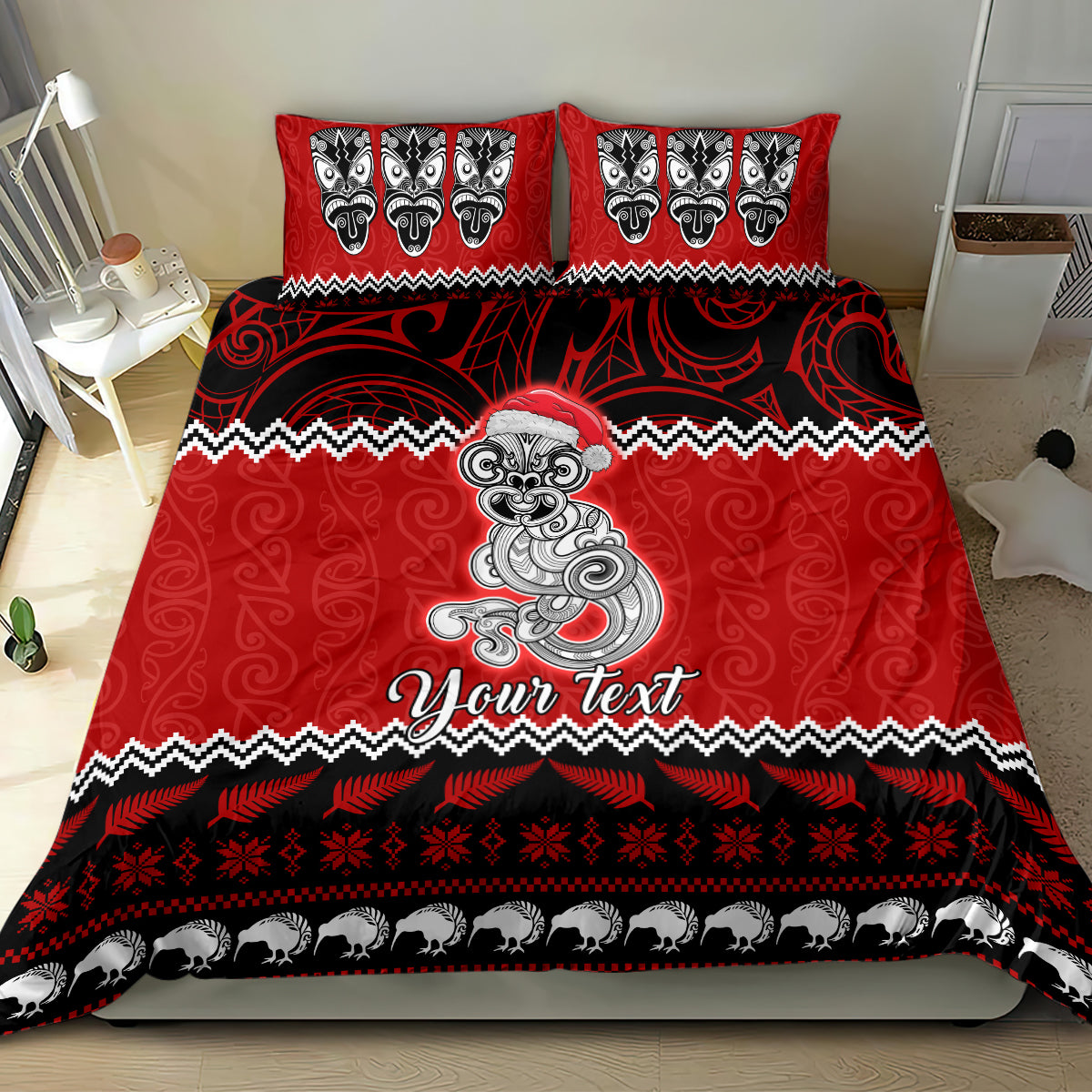 Personalised New Zealand Christmas Bedding Set Maori Tiki Meri Kirihimete LT9 - Wonder Print Shop