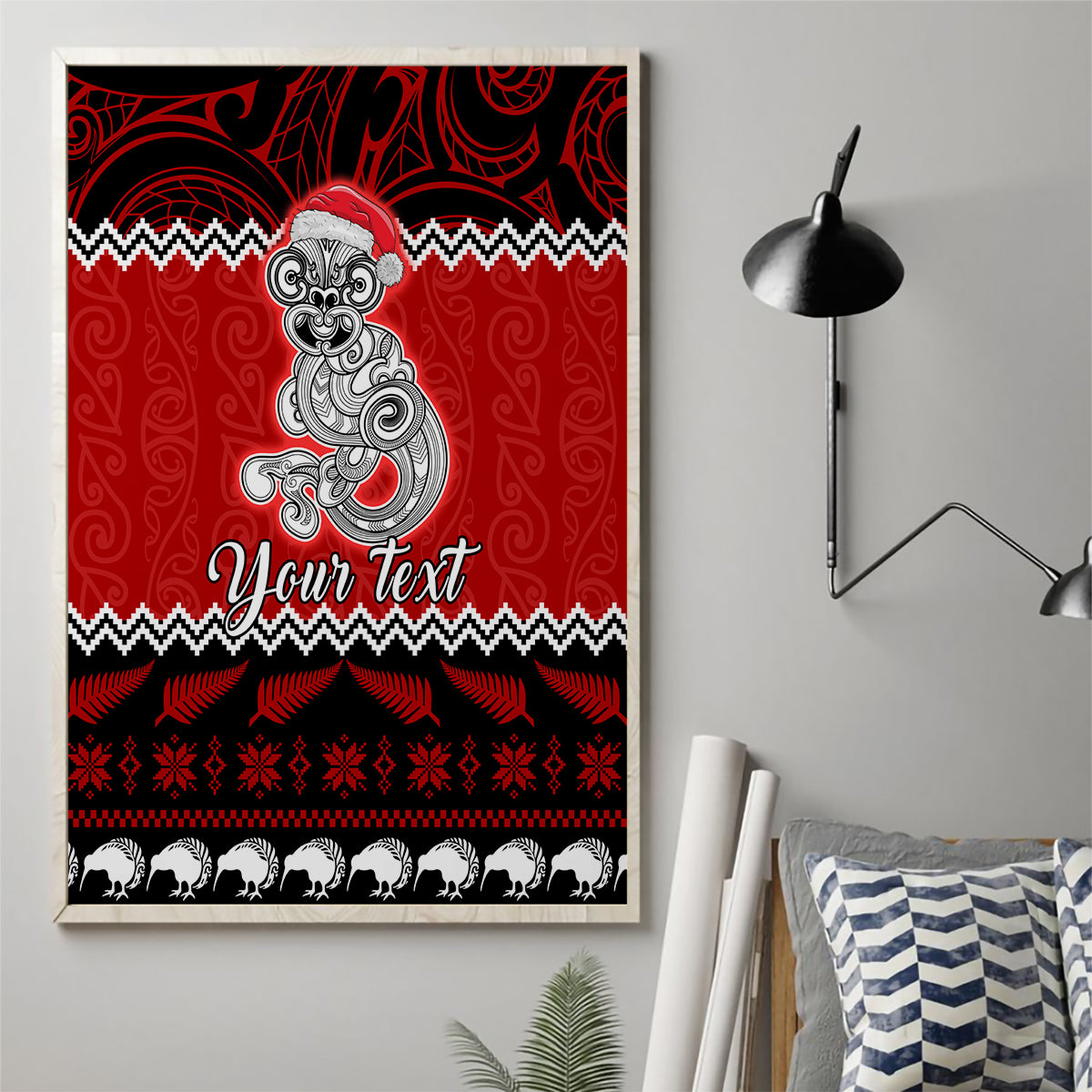 Personalised New Zealand Christmas Canvas Wall Art Maori Tiki Meri Kirihimete LT9 - Wonder Print Shop