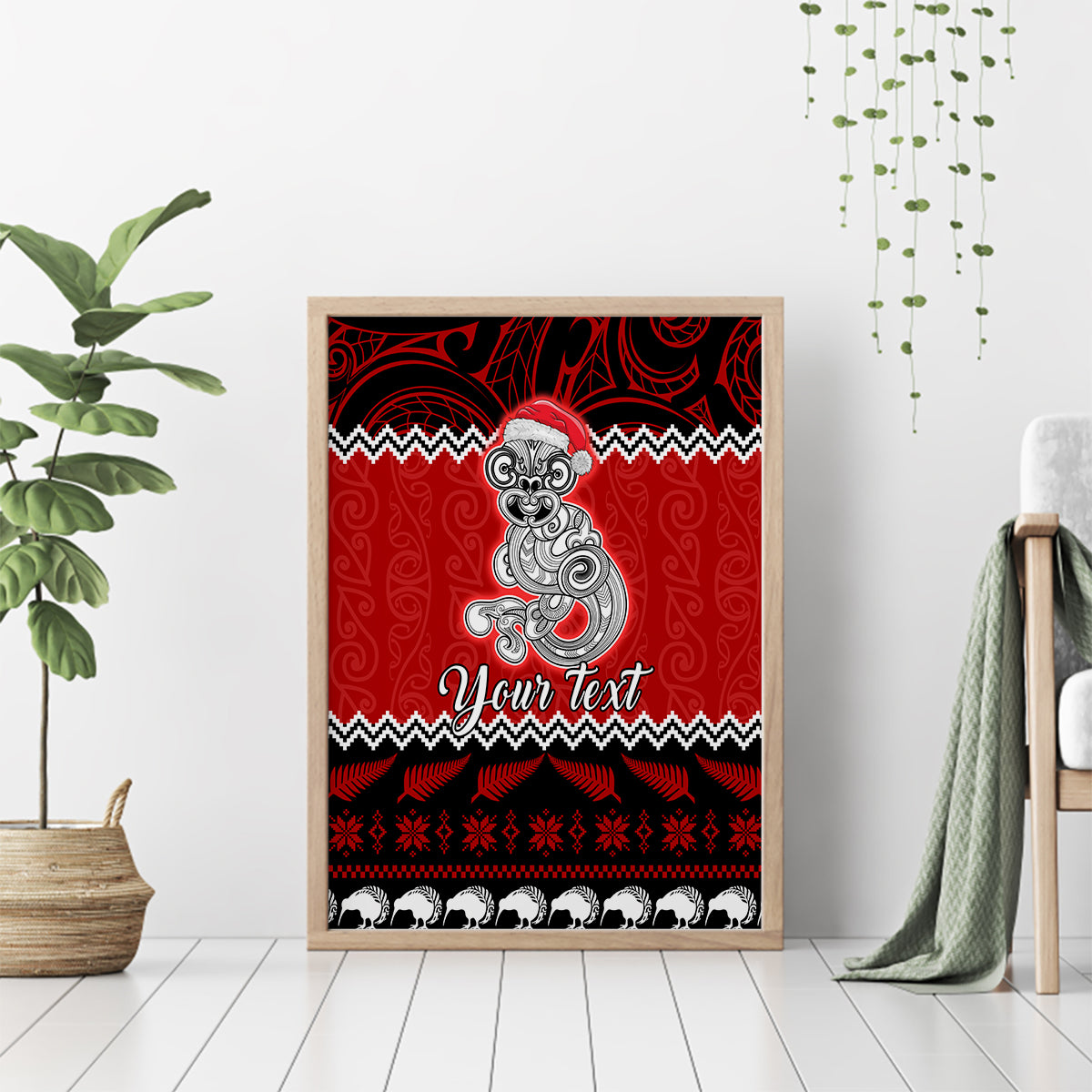 Personalised New Zealand Christmas Canvas Wall Art Maori Tiki Meri Kirihimete LT9 - Wonder Print Shop