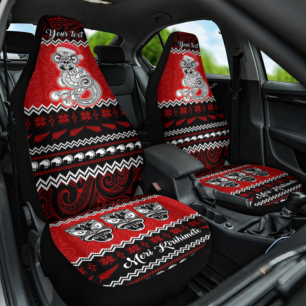 Personalised New Zealand Christmas Car Seat Cover Maori Tiki Meri Kirihimete LT9 - Wonder Print Shop