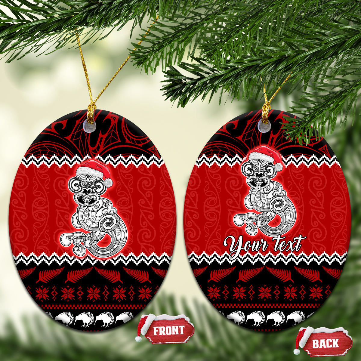 Personalised New Zealand Christmas Ceramic Ornament Maori Tiki Meri Kirihimete LT9 - Wonder Print Shop