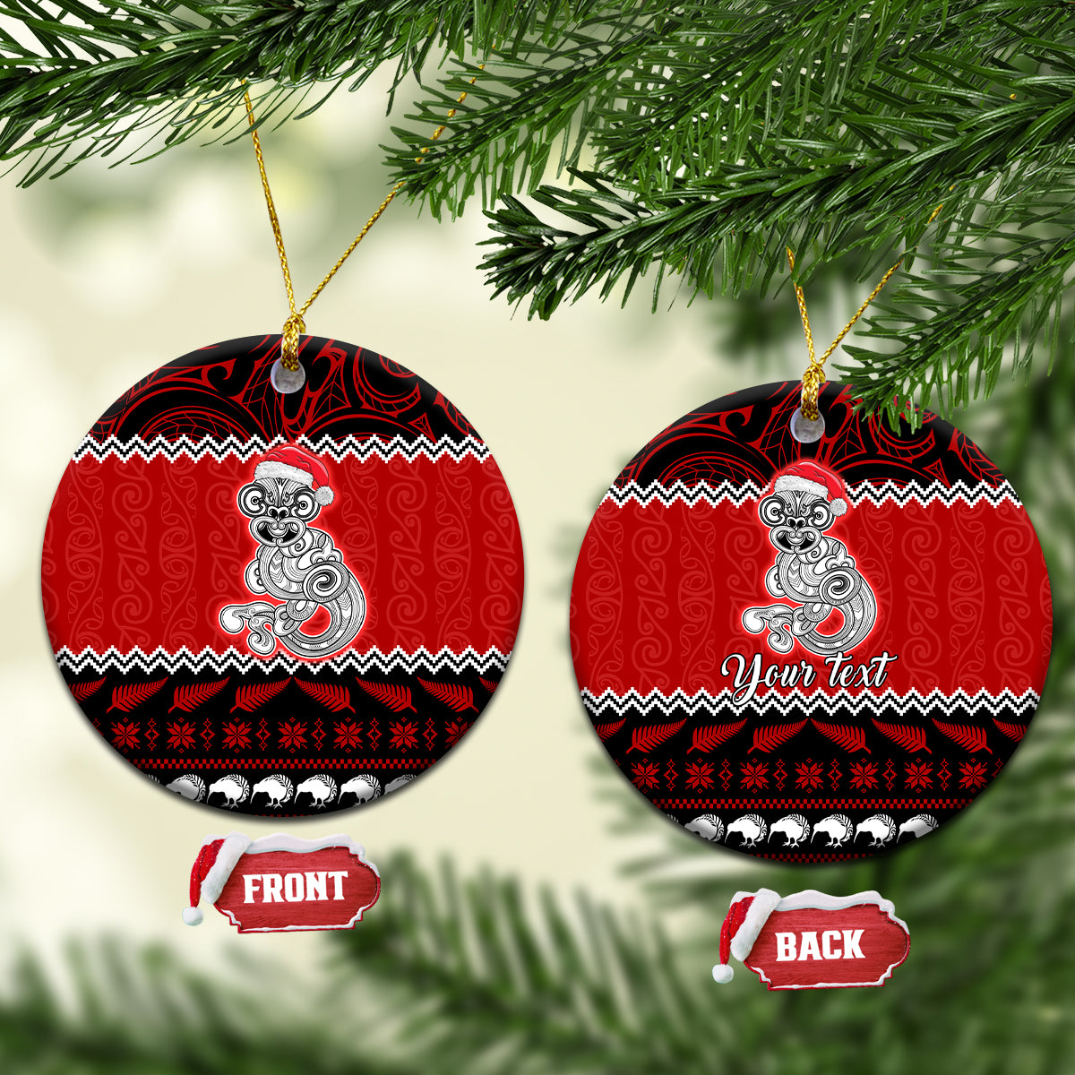 Personalised New Zealand Christmas Ceramic Ornament Maori Tiki Meri Kirihimete LT9 - Wonder Print Shop