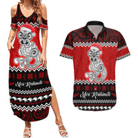 Personalised New Zealand Christmas Couples Matching Summer Maxi Dress and Hawaiian Shirt Maori Tiki Meri Kirihimete LT9 - Wonder Print Shop