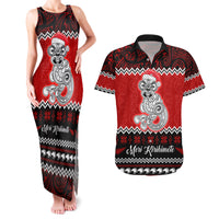 Personalised New Zealand Christmas Couples Matching Tank Maxi Dress and Hawaiian Shirt Maori Tiki Meri Kirihimete LT9 - Wonder Print Shop