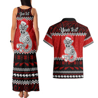 Personalised New Zealand Christmas Couples Matching Tank Maxi Dress and Hawaiian Shirt Maori Tiki Meri Kirihimete LT9 - Wonder Print Shop