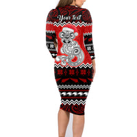 Personalised New Zealand Christmas Family Matching Long Sleeve Bodycon Dress and Hawaiian Shirt Maori Tiki Meri Kirihimete LT9 - Wonder Print Shop