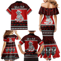 Personalised New Zealand Christmas Family Matching Mermaid Dress and Hawaiian Shirt Maori Tiki Meri Kirihimete LT9 - Wonder Print Shop