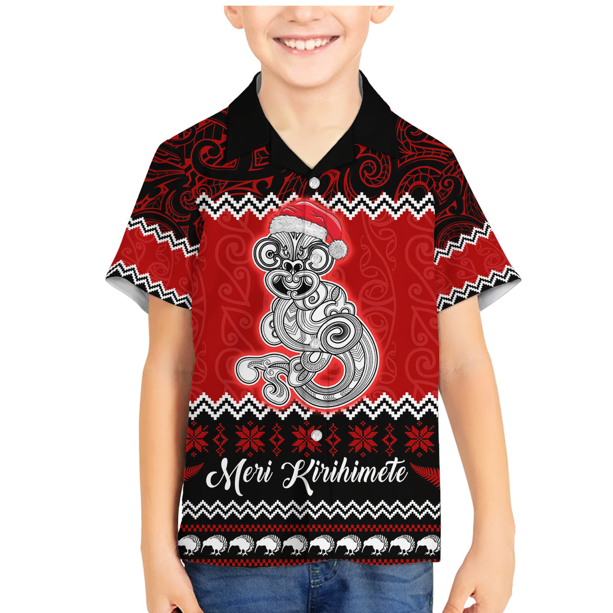 Personalised New Zealand Christmas Family Matching Mermaid Dress and Hawaiian Shirt Maori Tiki Meri Kirihimete LT9 - Wonder Print Shop