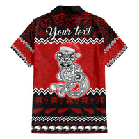 Personalised New Zealand Christmas Family Matching Off Shoulder Short Dress and Hawaiian Shirt Maori Tiki Meri Kirihimete LT9 - Wonder Print Shop
