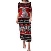 Personalised New Zealand Christmas Family Matching Puletasi Dress and Hawaiian Shirt Maori Tiki Meri Kirihimete - Wonder Print Shop