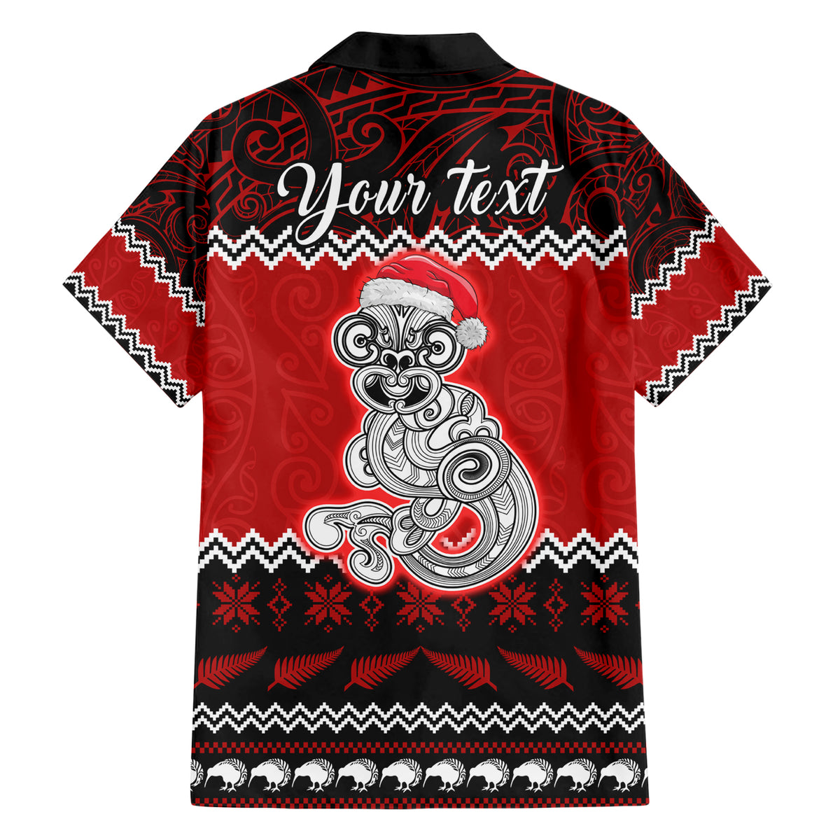 Personalised New Zealand Christmas Family Matching Short Sleeve Bodycon Dress and Hawaiian Shirt Maori Tiki Meri Kirihimete - Wonder Print Shop