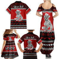 Personalised New Zealand Christmas Family Matching Summer Maxi Dress and Hawaiian Shirt Maori Tiki Meri Kirihimete - Wonder Print Shop