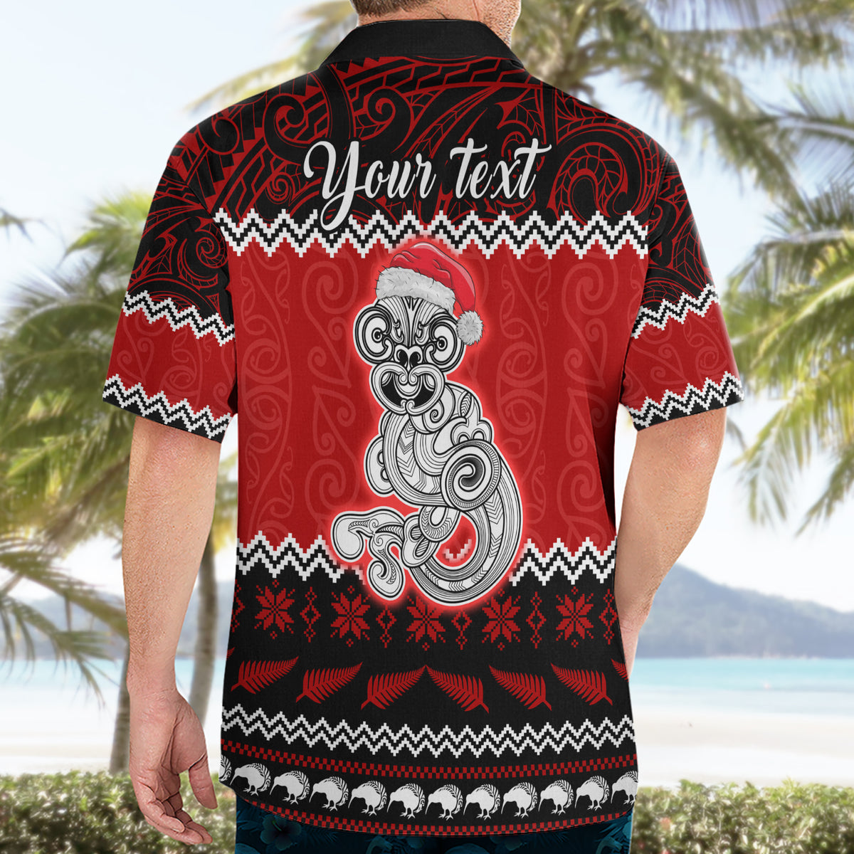 Personalised New Zealand Christmas Hawaiian Shirt Maori Tiki Meri Kirihimete - Wonder Print Shop