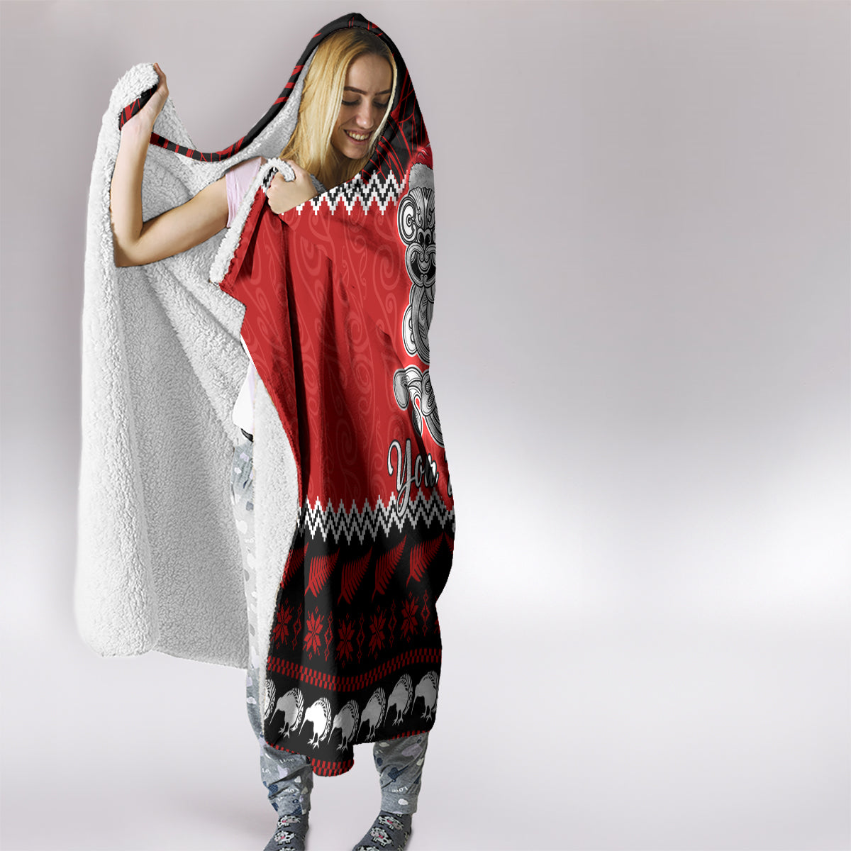 personalised-new-zealand-christmas-hooded-blanket-maori-tiki-meri-kirihimete