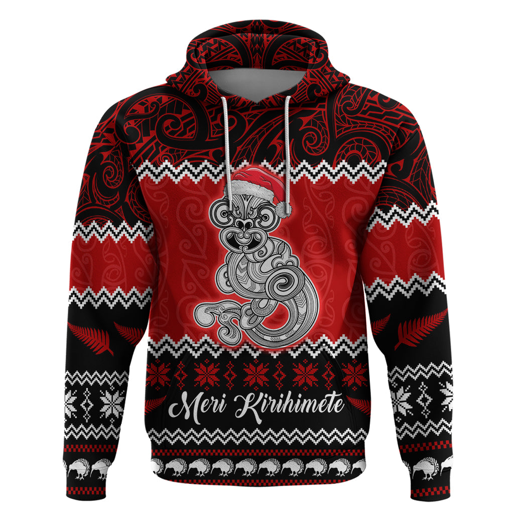 Personalised New Zealand Christmas Hoodie Maori Tiki Meri Kirihimete - Wonder Print Shop