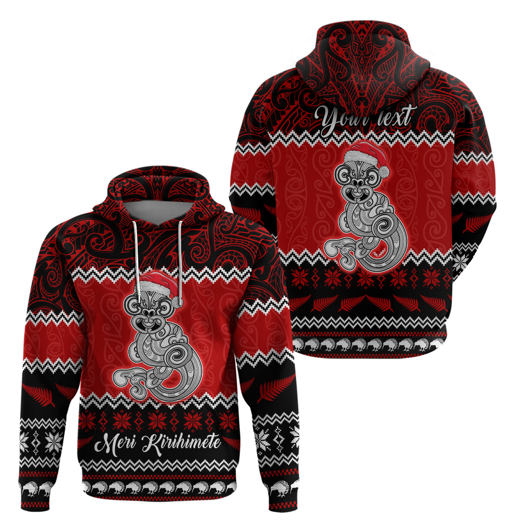 Personalised New Zealand Christmas Hoodie Maori Tiki Meri Kirihimete - Wonder Print Shop