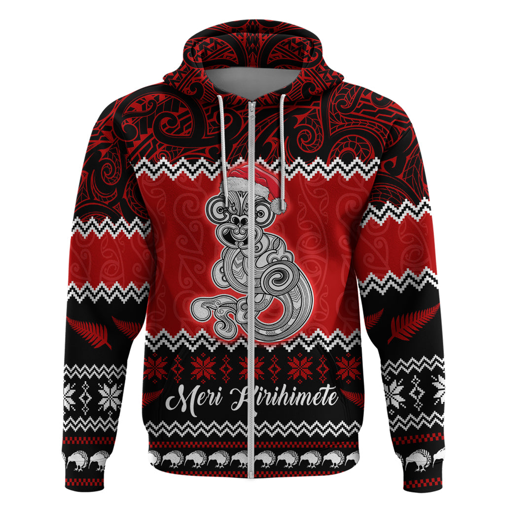 Personalised New Zealand Christmas Hoodie Maori Tiki Meri Kirihimete - Wonder Print Shop