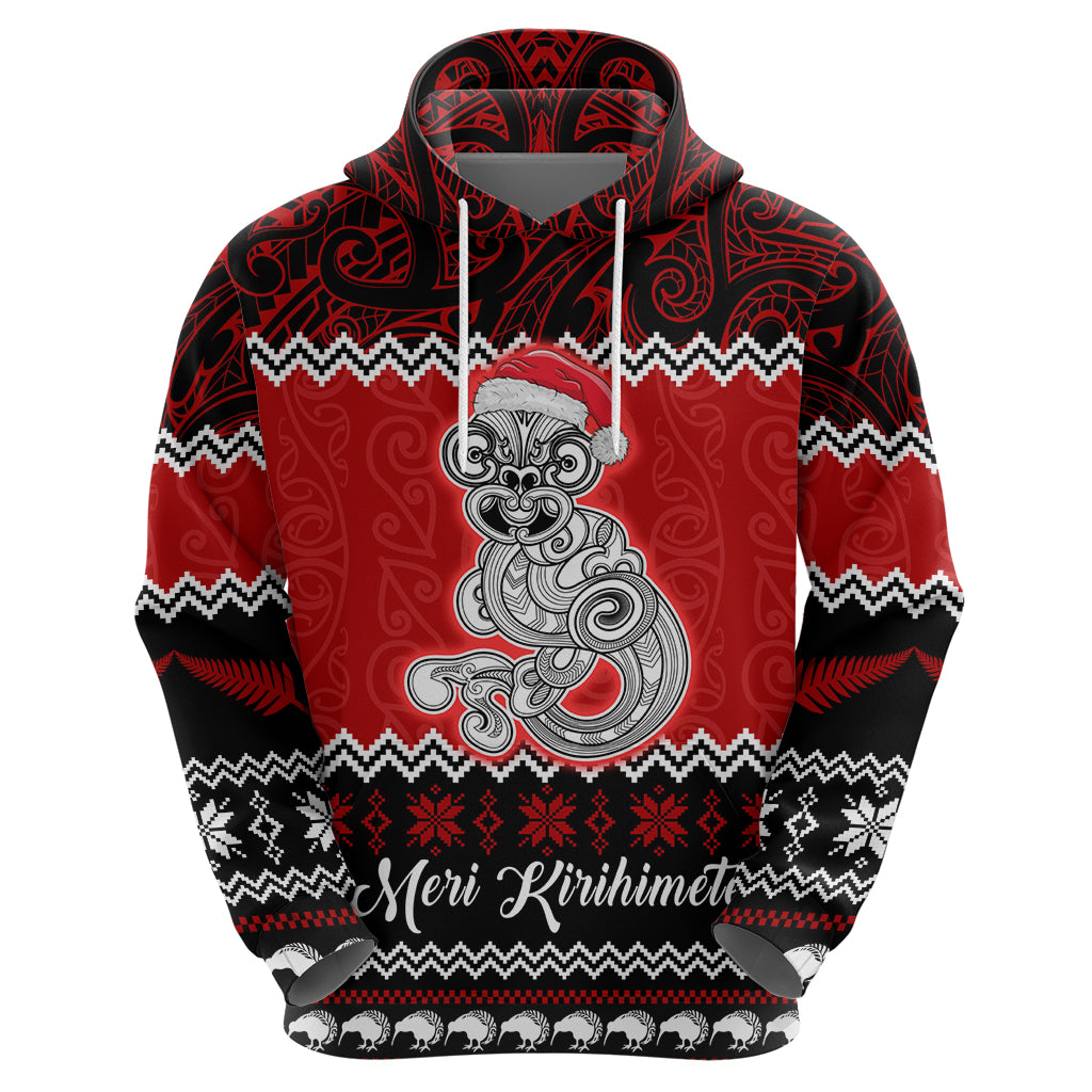 Personalised New Zealand Christmas Hoodie Maori Tiki Meri Kirihimete - Wonder Print Shop